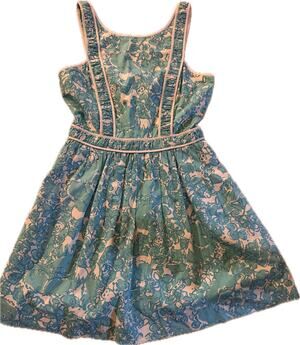 Lilly Pulitzer Sundress Size 2 Blue Green Floral Fit & Flare
